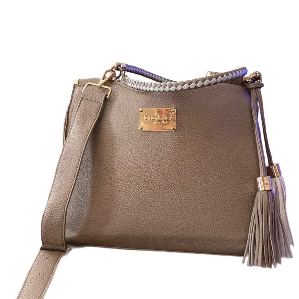Bebe Taupe Shoulder Bag with Gold Details - Picture 2 of 4